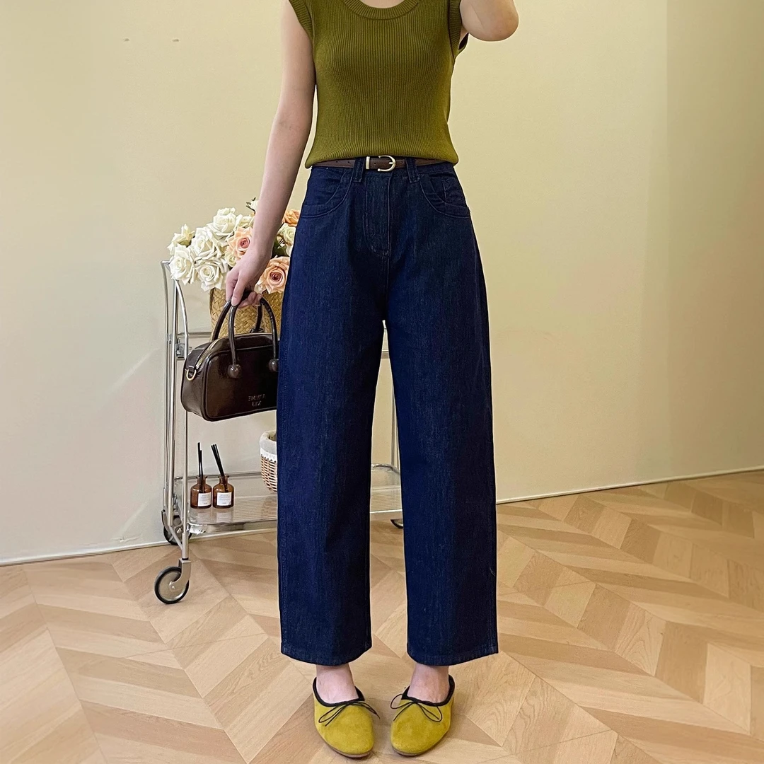 2025夏季薄款百搭休闲阔腿裤女胖MM高腰大码小个子宽松显瘦牛仔裤