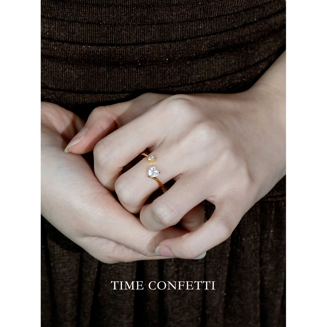 黄铜戒指 镀K金【孙二娘】上新特价-爱心 精致气质开口戒指TC 10438