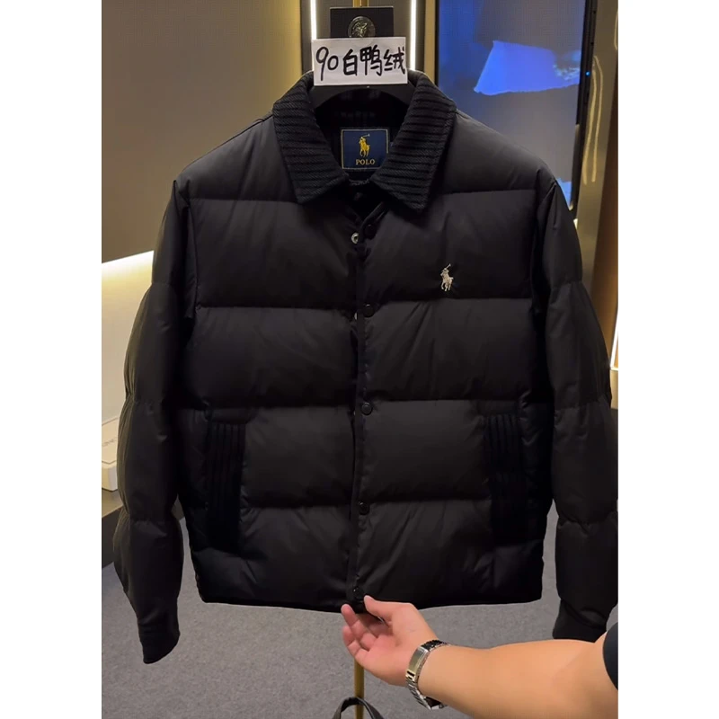 【原版】2025冬季90白鸭绒翻领假两件羽绒服男士时尚加厚保暖外套