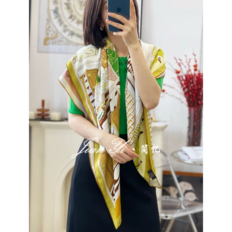 【香榭丽舍】清新温柔意罗绸重磅真丝桑蚕丝大方巾105cm丝巾21姆