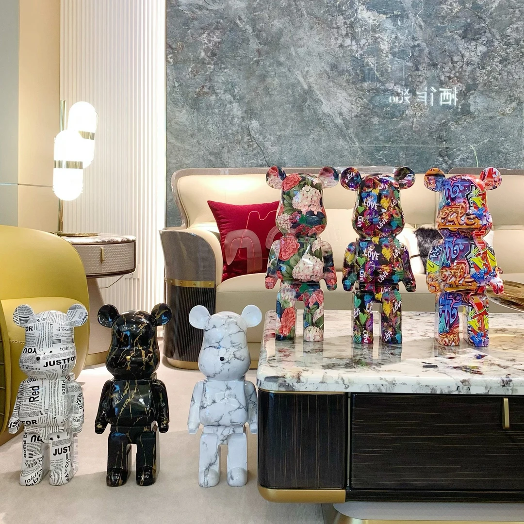 创意水转印暴力熊存钱罐客厅装饰品轻奢电视柜酒柜展厅展台摆件