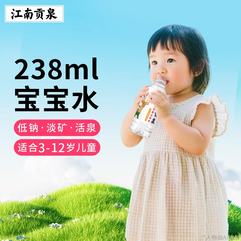 江南贡泉活的高山泉水238ml*24瓶整箱饮用水 宝宝水 便携装迷你装