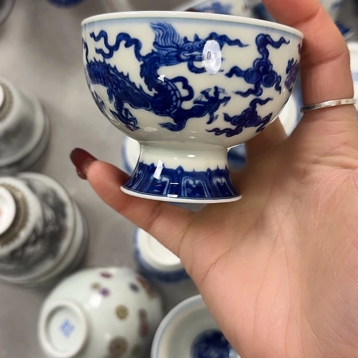 陶摆件龙凤呈祥高脚杯