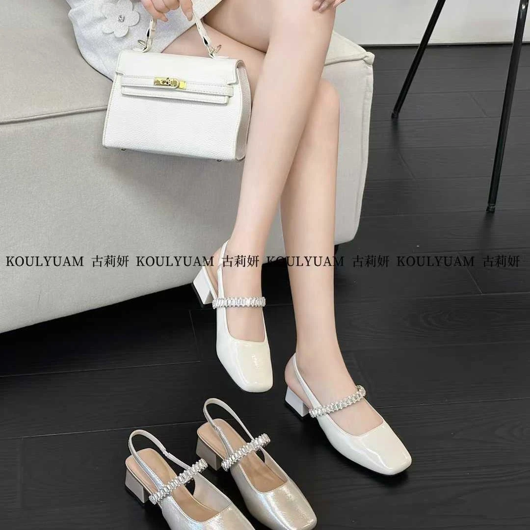 88-537【一见钟情】一字带包头凉鞋女新款仙女风玛丽珍鞋配裙子单鞋