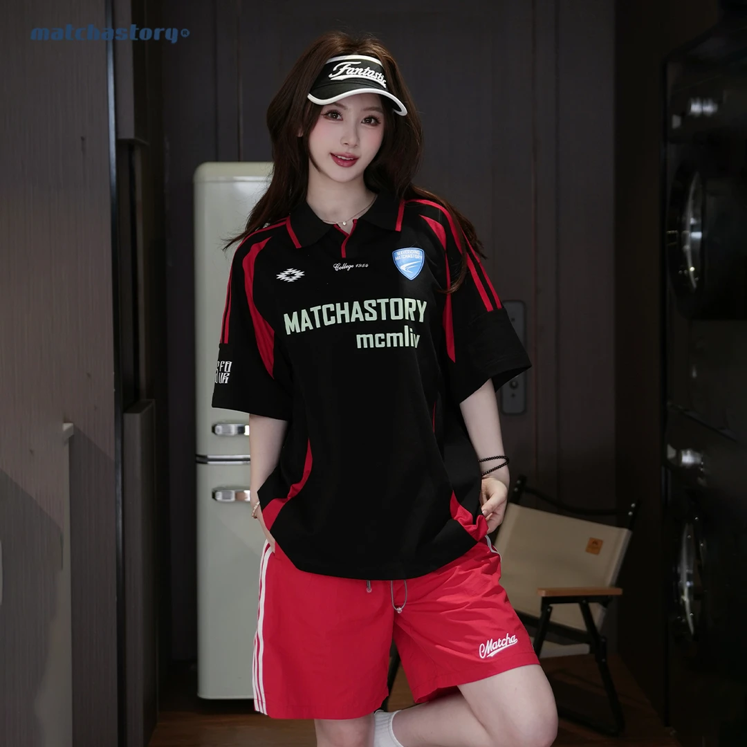 抹茶故事 夏季2025印花织带撞色拼接短袖POLO衫M25721734