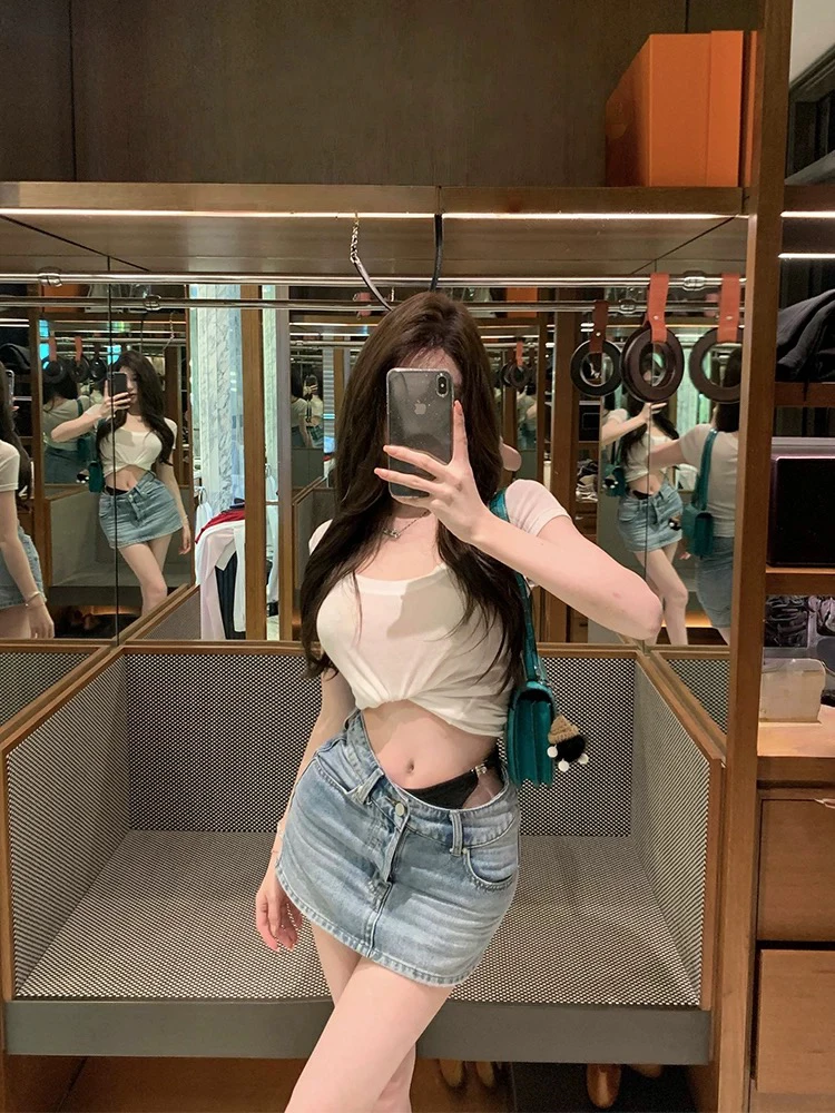 4-00678/超优比列/蓝色牛仔半身裙