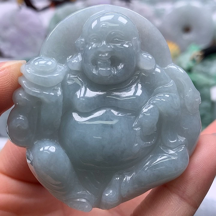 翡翠未镶嵌颈饰逍遥佛福利卡厚10