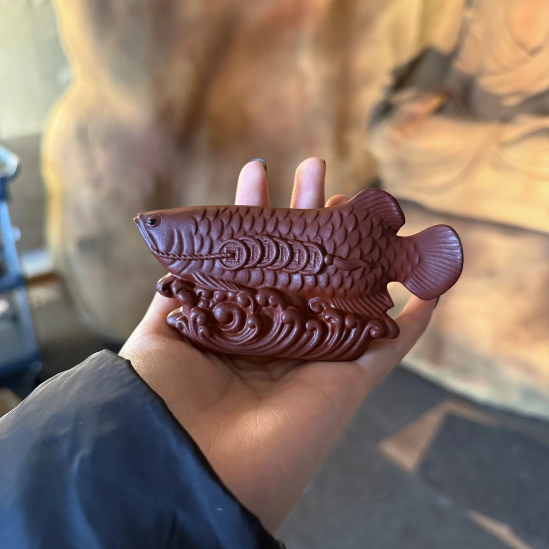 LF宜兴原矿紫砂茶宠金龙鱼