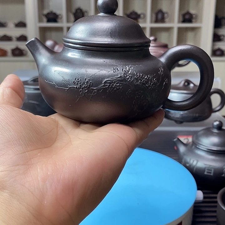 渔***娱茶壶紫砂原矿石黄泥绘容天270 cc左右