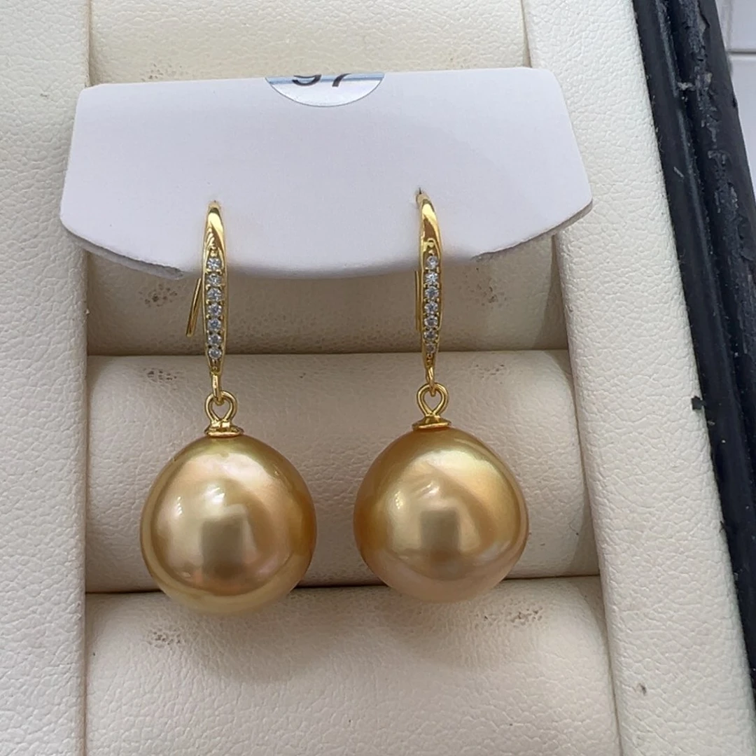 银S925镶嵌海水珍珠耳环