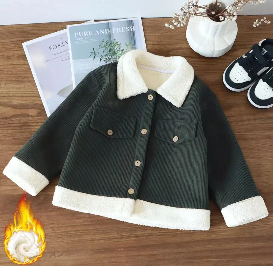 艾俊萱童装2024年秋冬款儿童加绒保暖外套LS