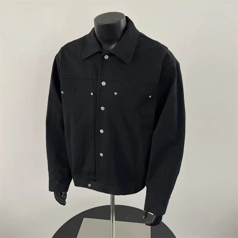 复古帆布工装夹克外套男装短款cleanfit工装柳钉飞行员褂子做旧潮