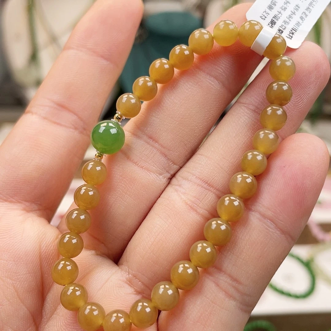 18K金镶嵌手链和田玉6