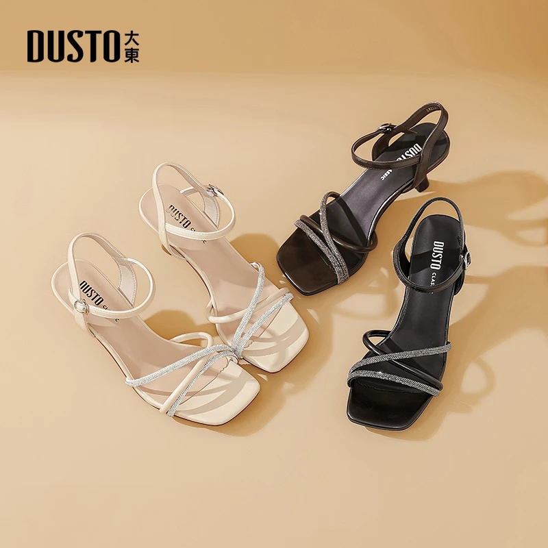 大东方头细跟简约一字带凉鞋2025年夏季水钻优雅百搭时尚女鞋1168