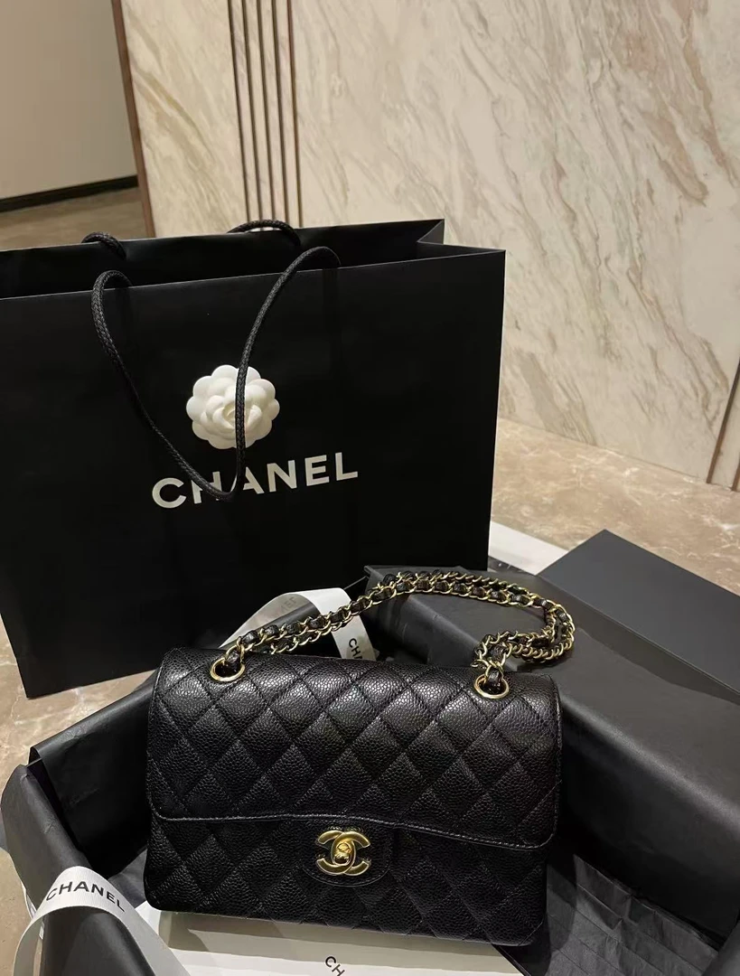 99新 Chanel/香奈儿 4072001/黑金小号cf/单肩斜挎包/
