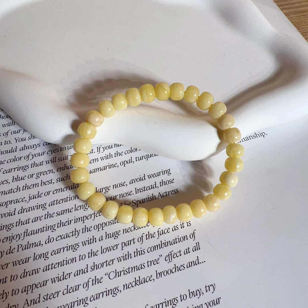 天然俄料白花蜡蜜蜡老型珠手串单圈多样性发一