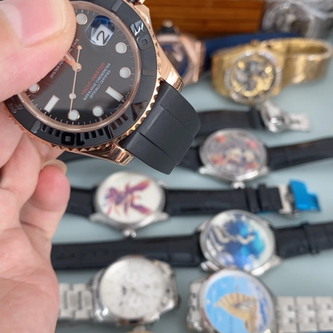 王***者钢机械机芯锻造碳镀金游艇玫瑰金