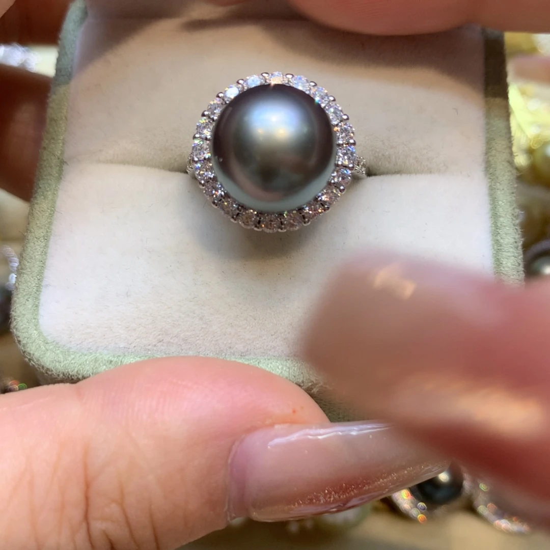 银S925镶嵌戒指海水珍珠