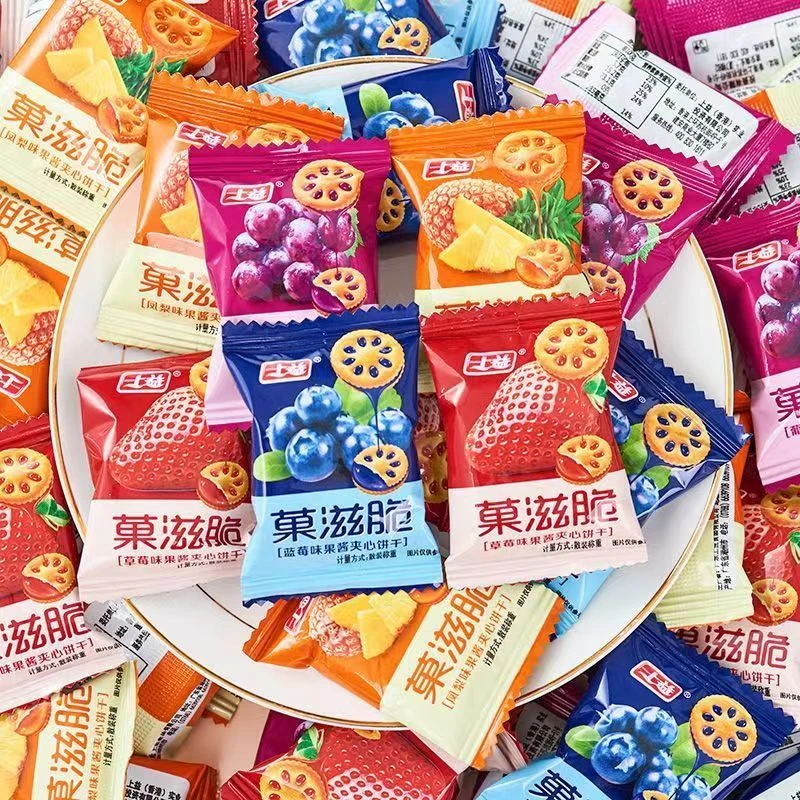 果滋脆果酱夹心饼干混合水果味夹心饼干办公室休闲小零食早餐零食