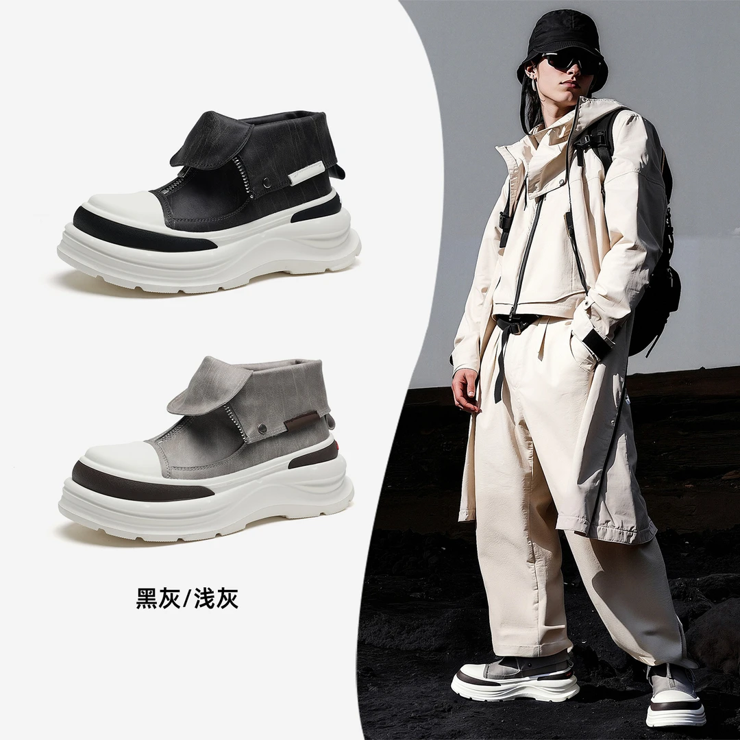 马克华菲男鞋秋季机车爆款男士休闲增高板鞋厚底百搭板鞋男款