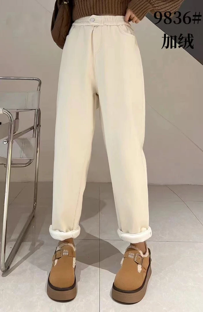 大码女装-9836时尚百搭潮流显瘦宽松裤子老爹裤子休闲