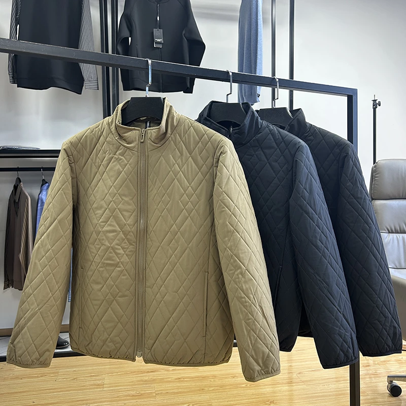 轻薄款简约基础立领保暖棉服外套秋冬季修身棉衣男 Y5T1958