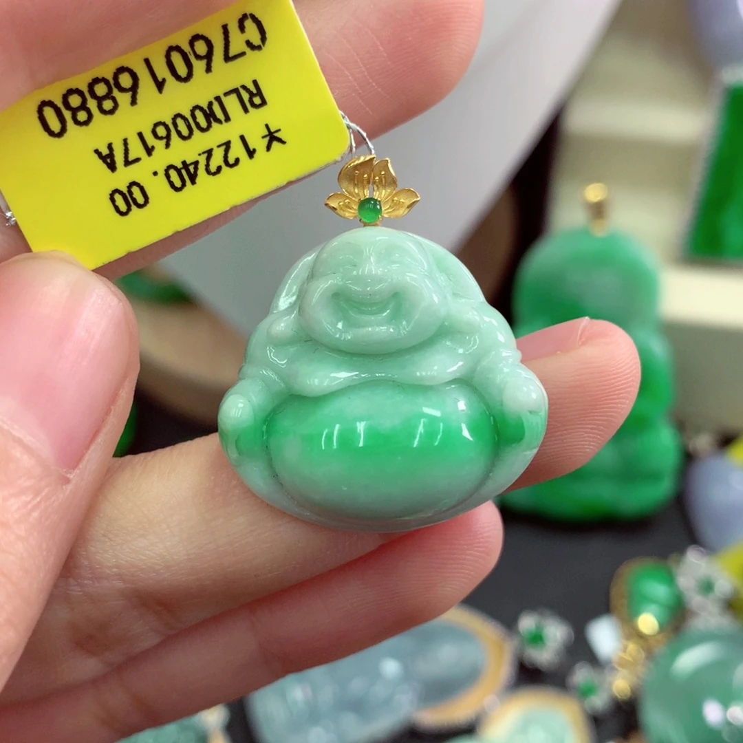 吊坠(不含链)18K金镶嵌翡翠