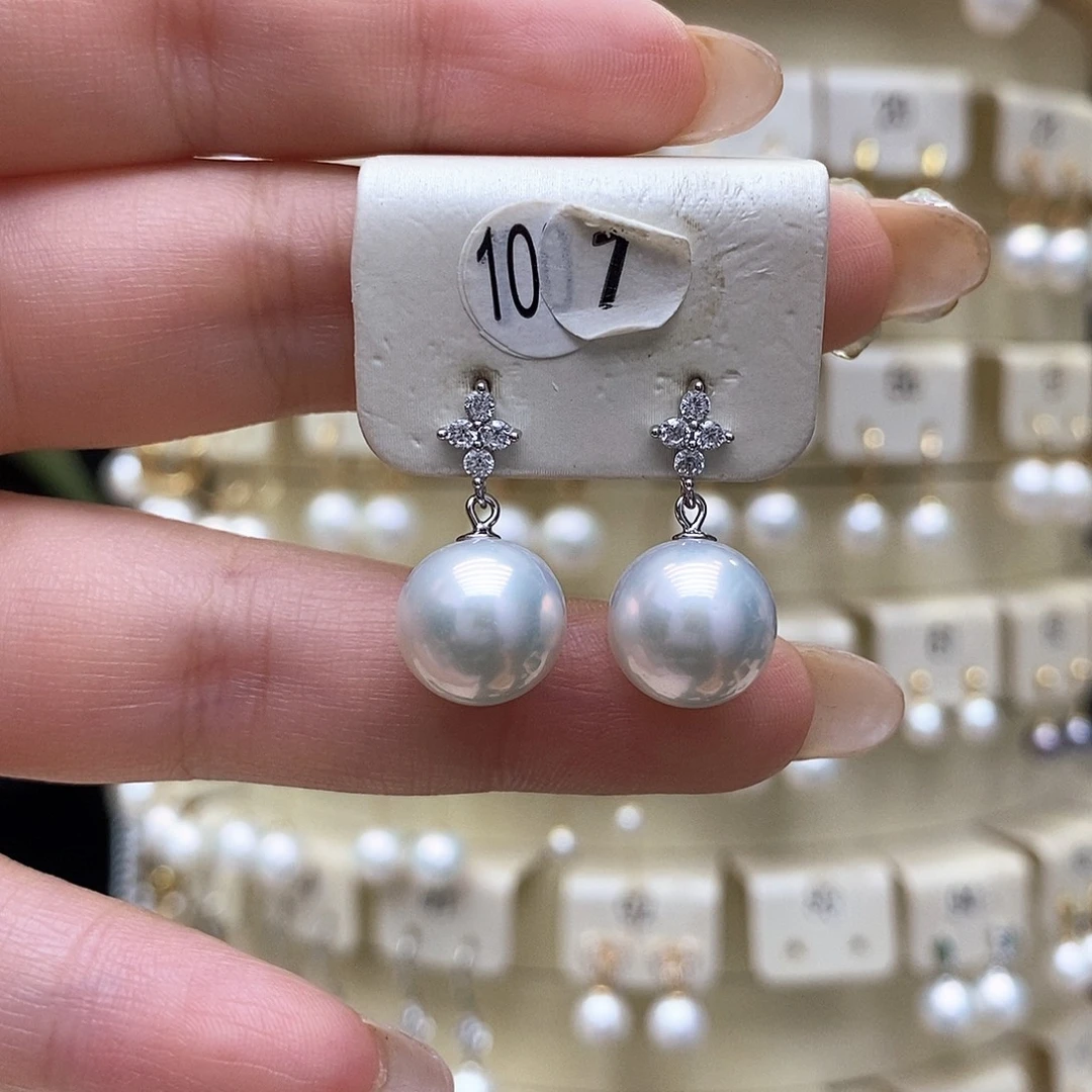 银S925镶嵌耳饰淡水珍珠