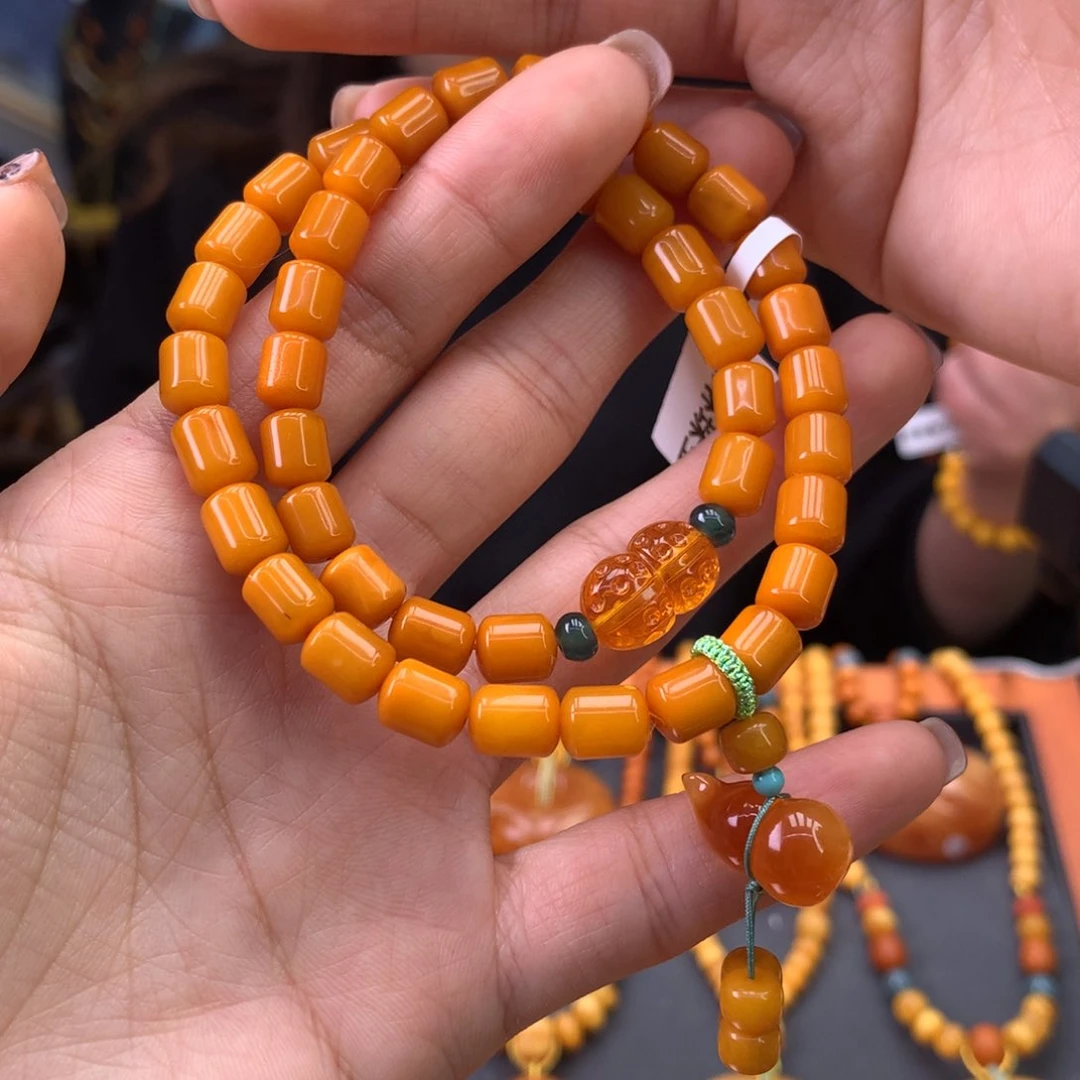 蜜蜡手串未镶嵌天然