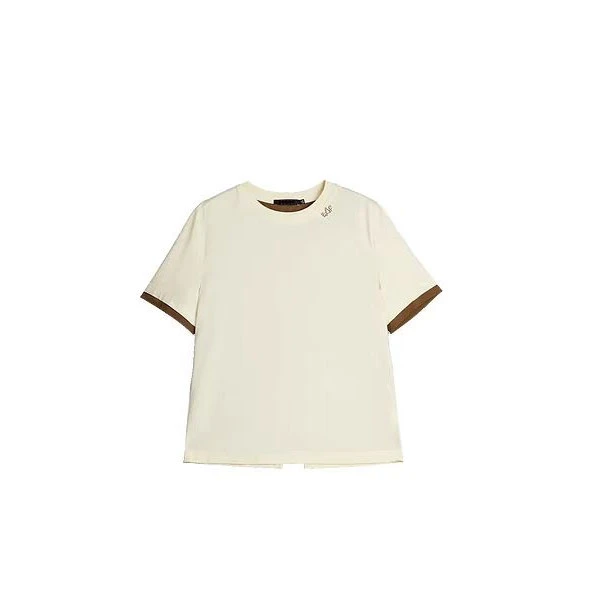 【李富贵】复古撞色圆领绣花T恤60Z1