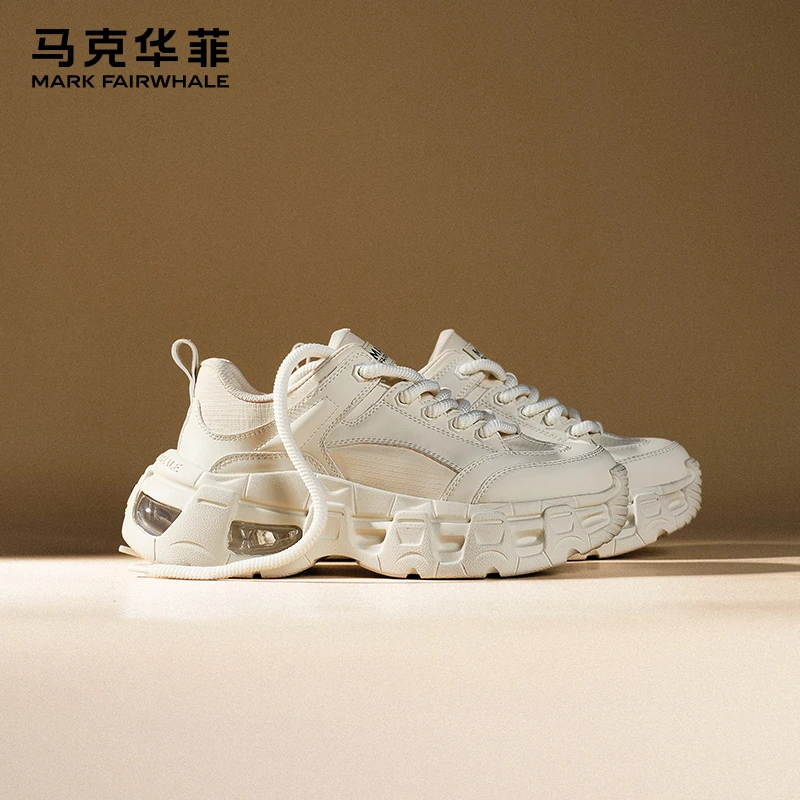 马克华菲休闲板鞋男冬季新款男士面包鞋小白鞋运动增高鞋男鞋