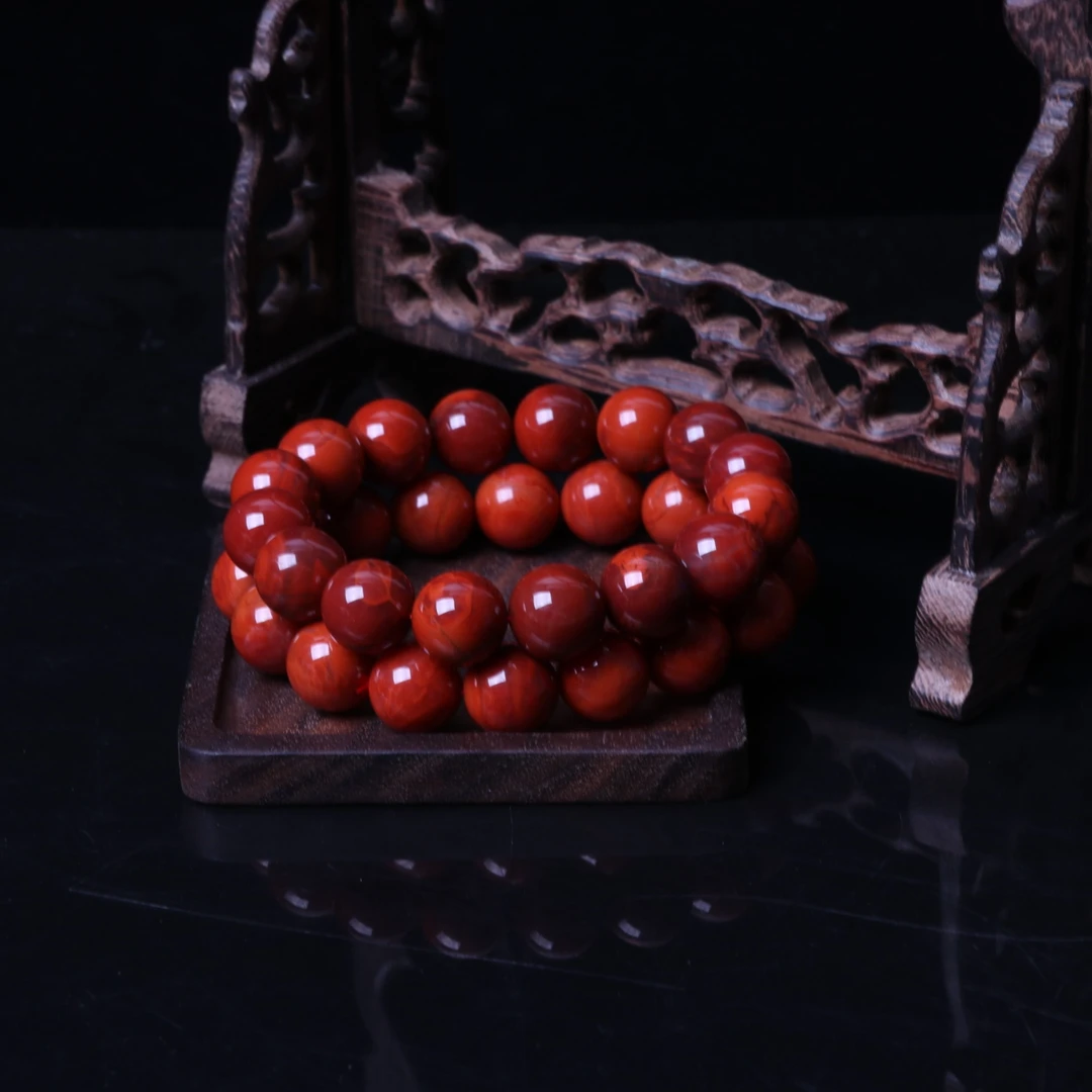 高品精美瓦西南红玛瑙14mm左右圆珠手串一条n596（多样性发其一）