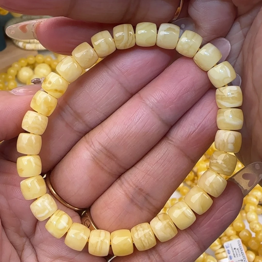 未镶嵌蜜蜡手链奶白妖花直切