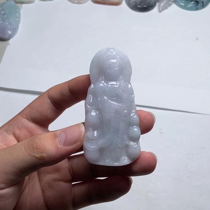 翡翠未镶嵌颈饰站观音13