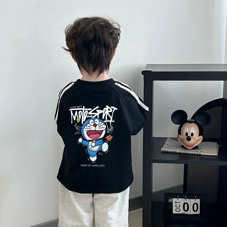 男童打底衫秋季新款百搭棉T恤中小童洋气外穿长袖宝宝卡通上衣潮t