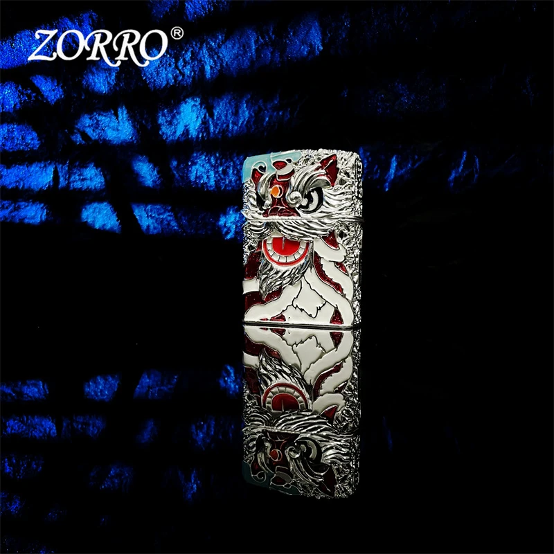 ZORRO佐罗珐琅彩鸿运当头银色重盔甲机煤油打火机复古老式火机