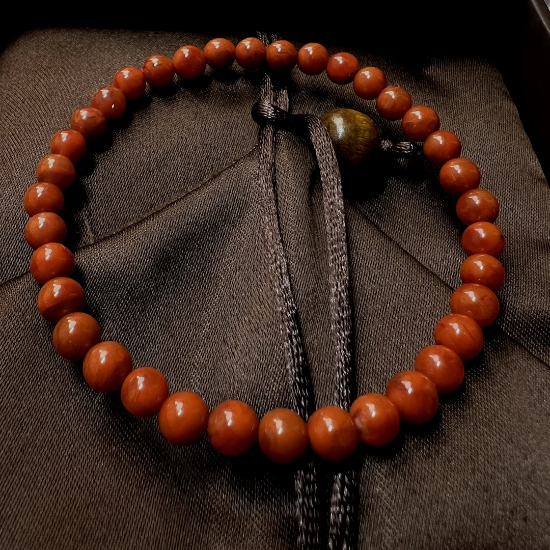 川料南红火焰纹5mm单圈手串