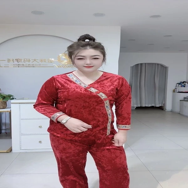 2033国风V领钻石绒睡衣