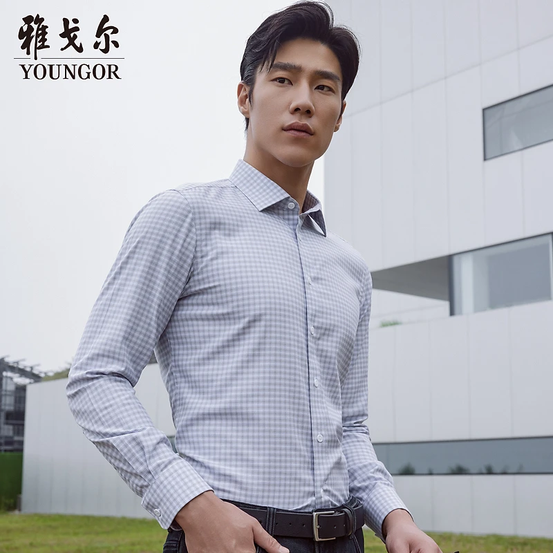 【含桑蚕丝】雅戈尔秋季男士长袖衬衣轻磨毛工艺长袖衬衫119723