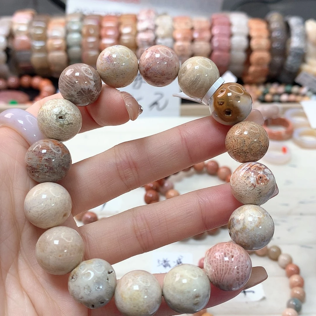 硅化珊瑚（珊瑚玉）手链未镶嵌艺*409