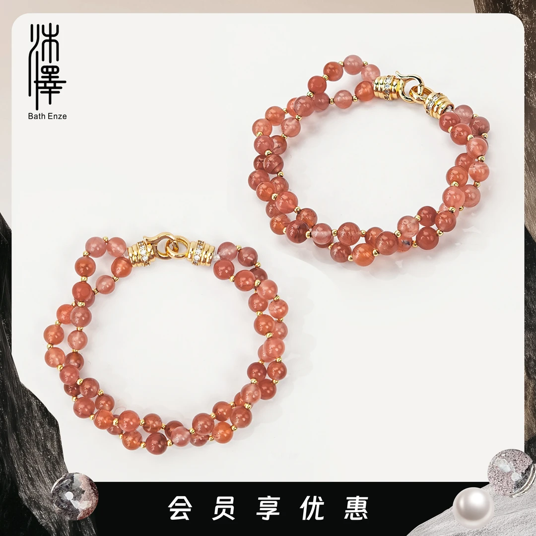 沐泽【樱络漫山】6mm南红缠绕双层真正南红手链YC（多样性发其一）