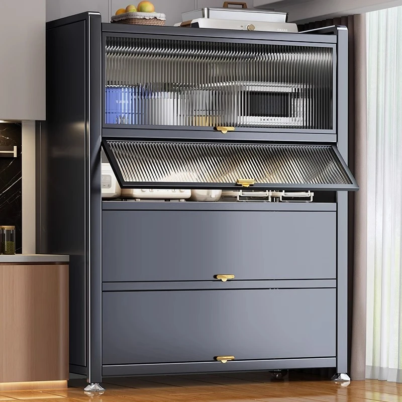 优勤厨房置物架落地多层家用餐边收纳多功能微波炉橱柜储物碗柜子