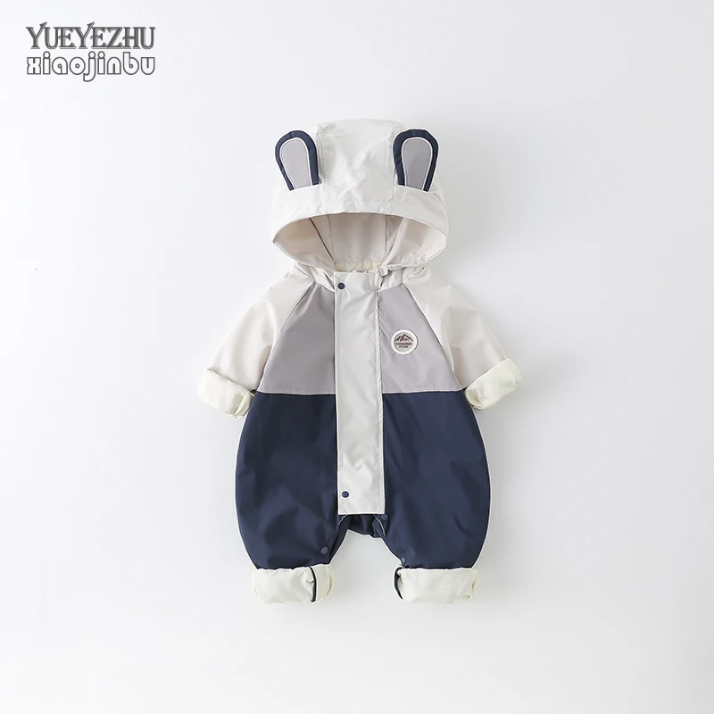 男宝宝衣服秋装双层婴儿连体衣春秋款韩版洋气撞色哈衣爬服外出服