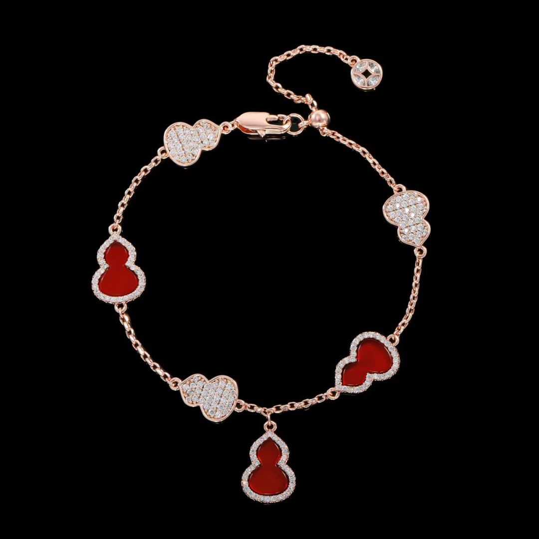 铜合金手链 ——木木(BL4）满镶玫瑰金色葫芦手链长21厘米