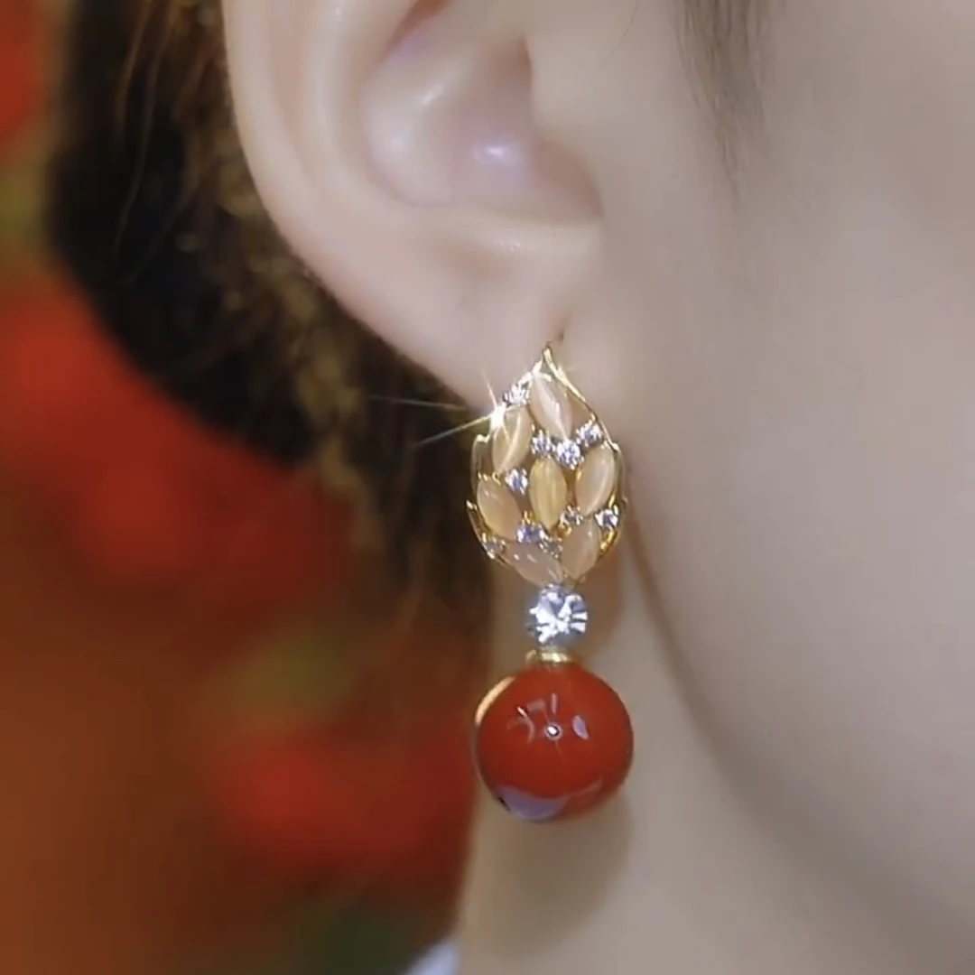 铜合金耳饰铜合金耳饰【金枝玉叶】时尚气质新款百搭叶子耳环