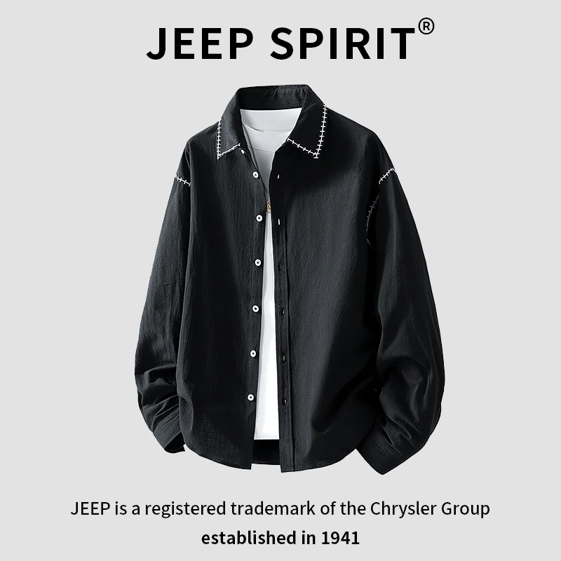 JEEPSPIRIT吉普衬衫男生春秋季痞帅潮流美式休闲百搭宽松时尚外套