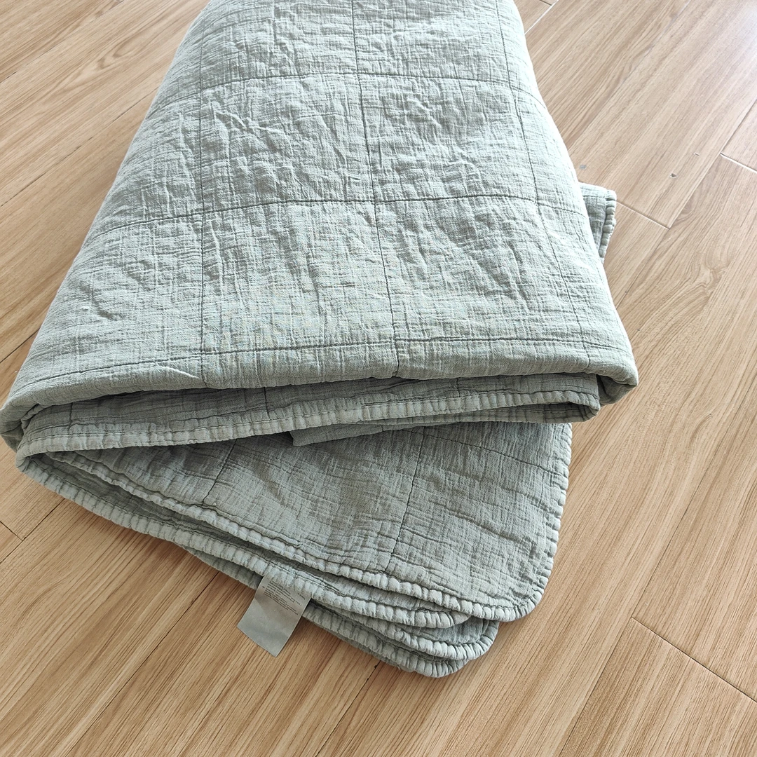 次品 外贸绿色纱布棉肉肉被小床盖被子尺寸约200*200左右