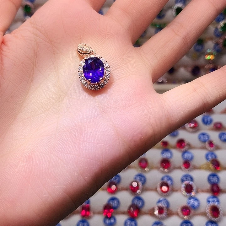 紫晶吊坠(赠链)银S925镶嵌11(8*10)