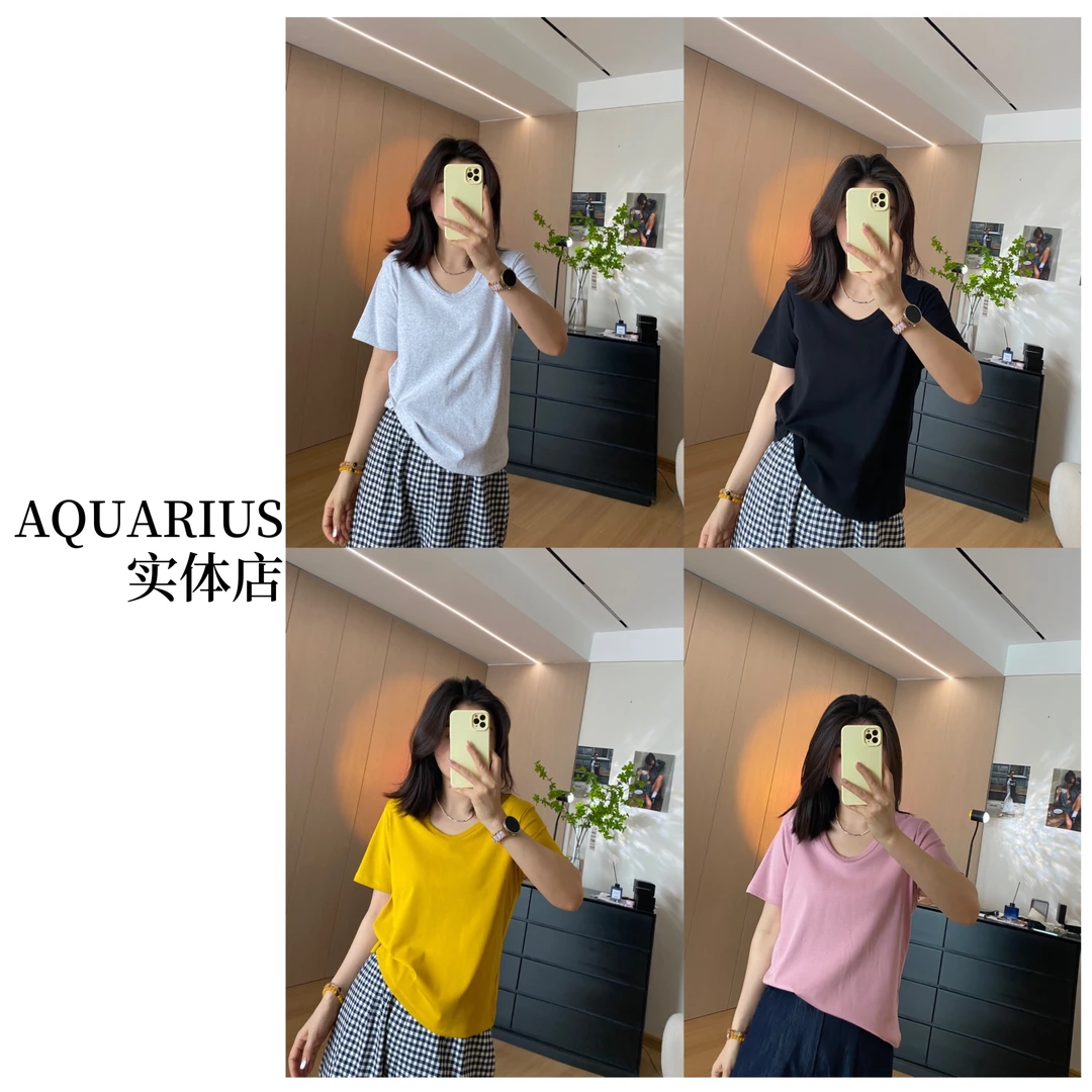 【AQUARIUS 】（慵懒时光）简约短袖上衣3070