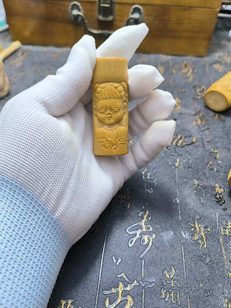 纯手工雕刻实心玉竹哪吒
